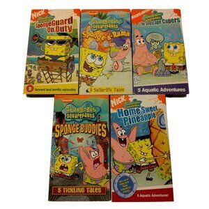 Sponge Bob Squarepants Cartoon VHS Tapes Lot of 5 Nickelodeon Kids Teen